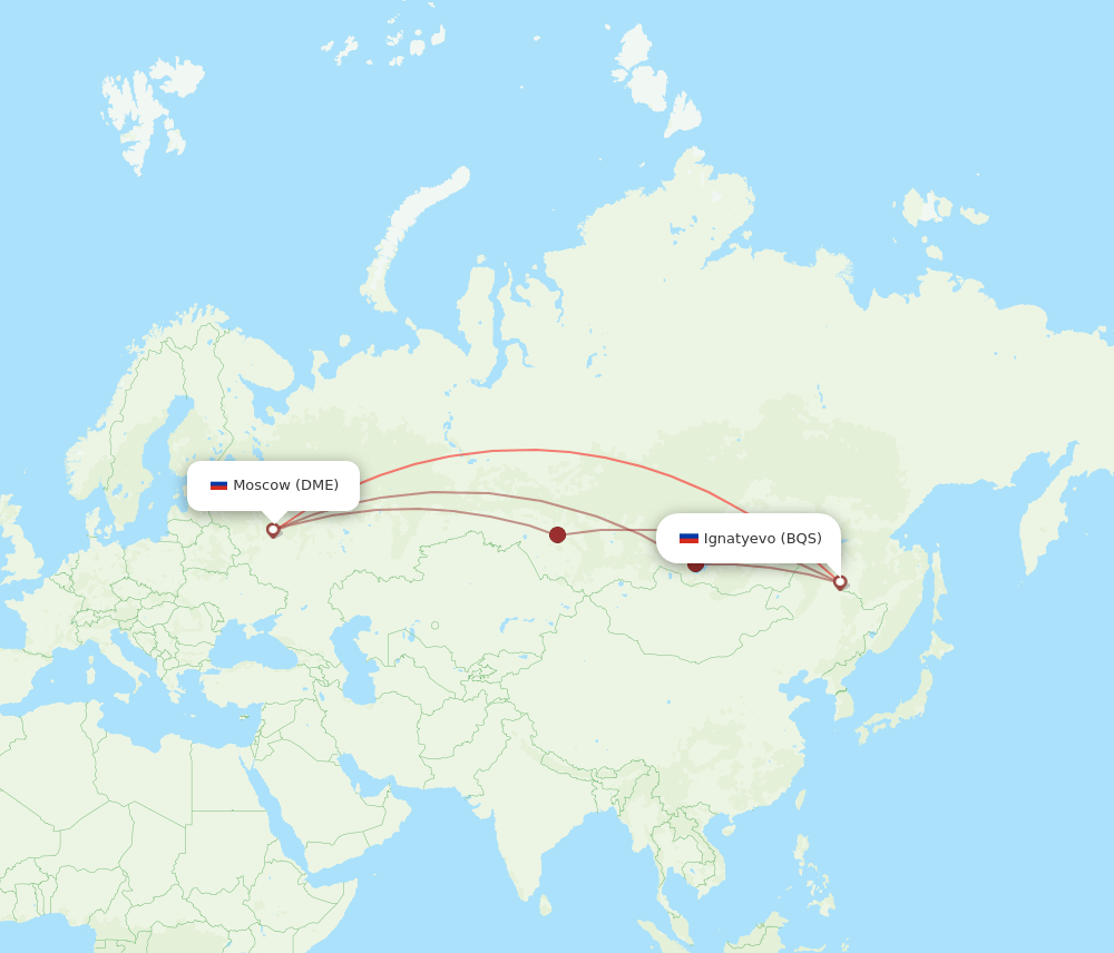 DME-BQS flight routes