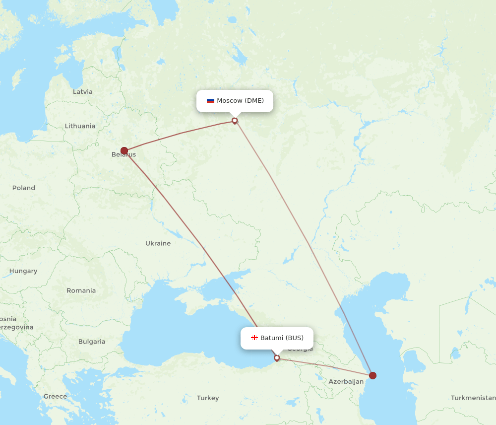 DME to BUS flights and routes map