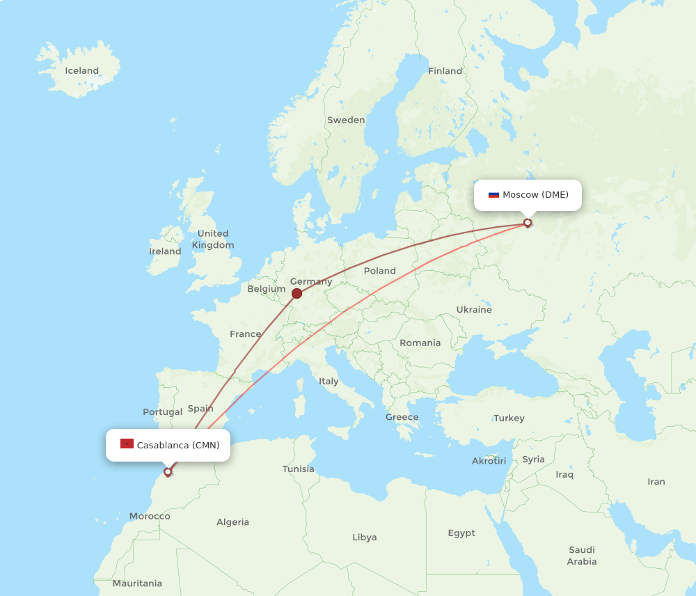DME to CMN flights and routes map