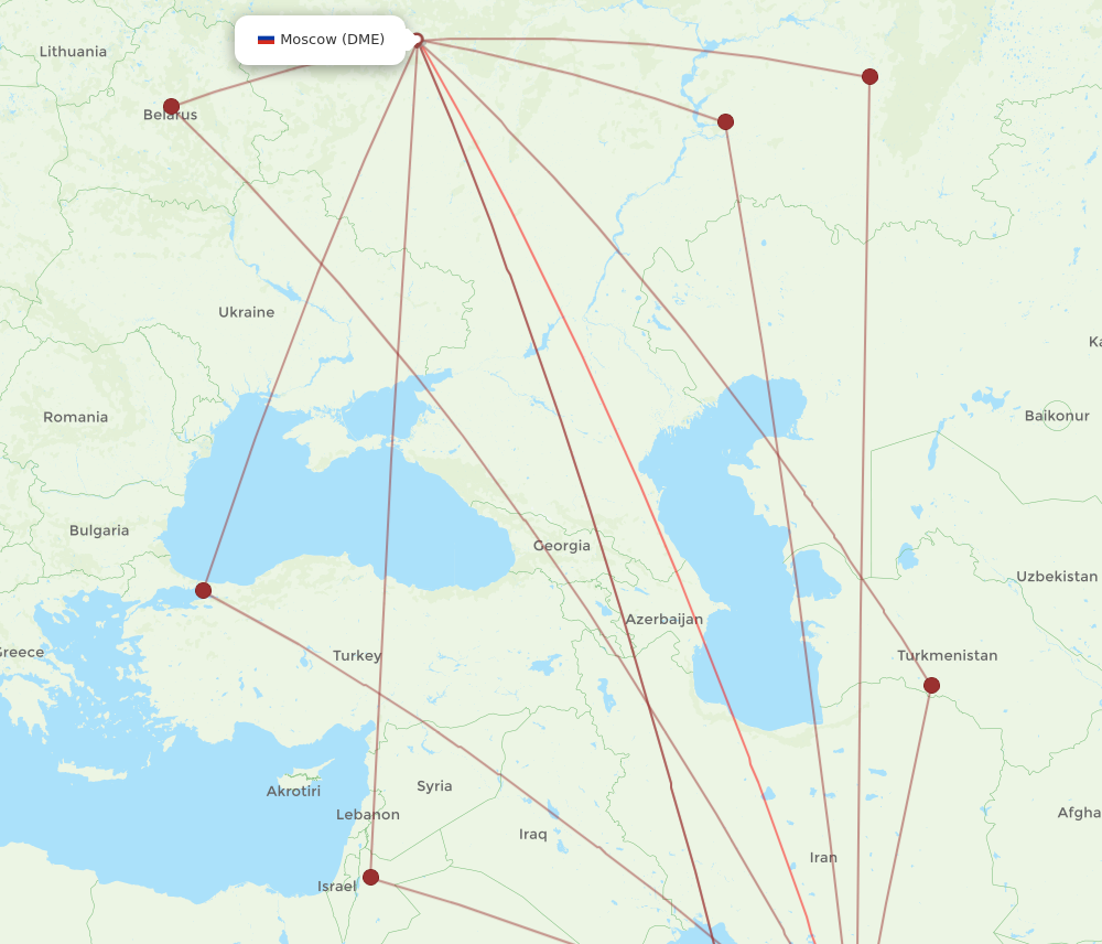 DME to DXB flights and routes map