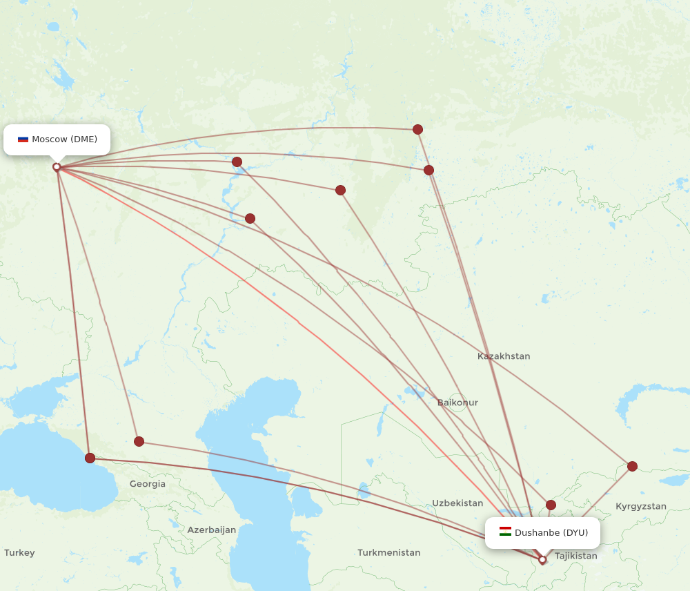 DME to DYU flights and routes map