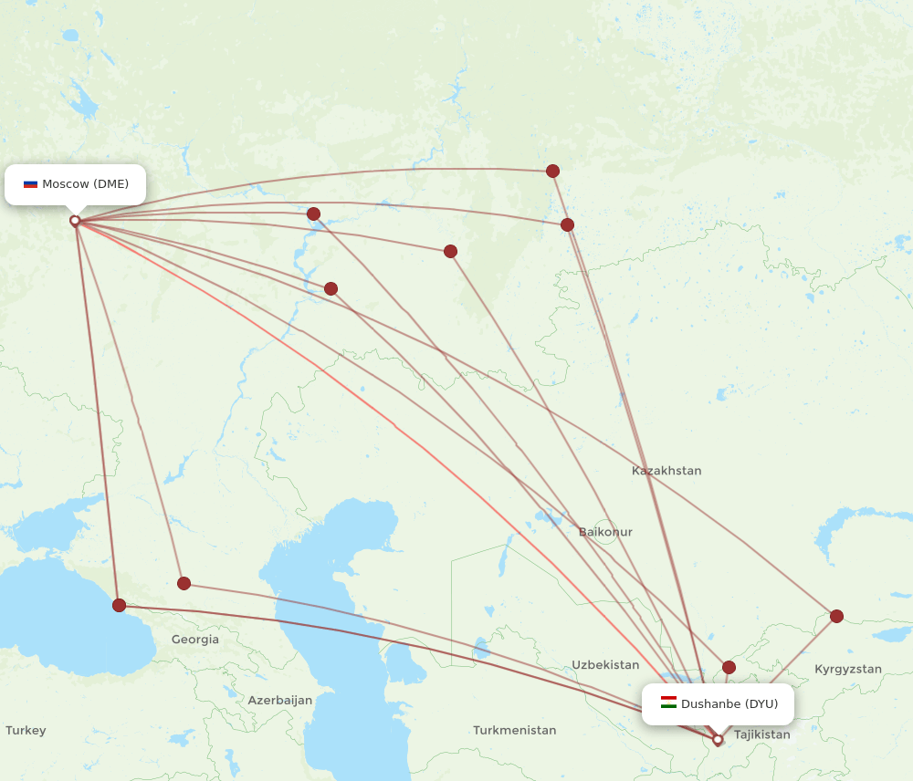 DME to DYU flights and routes map