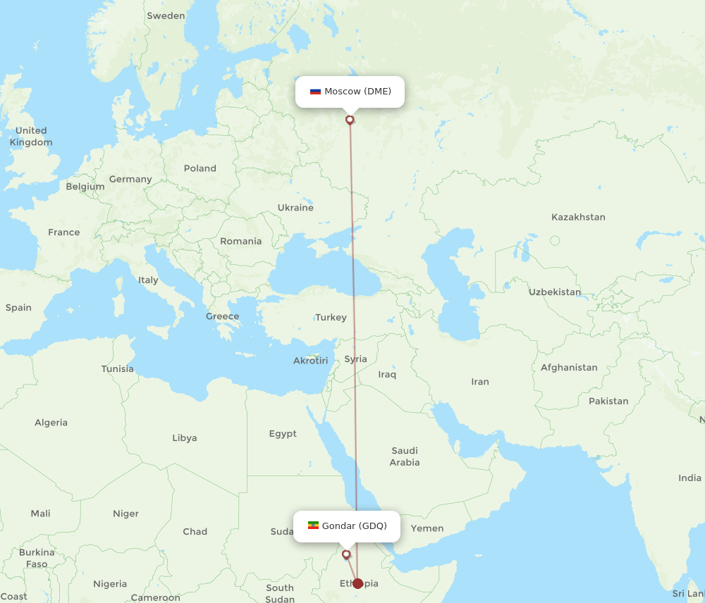DME-GDQ flight routes