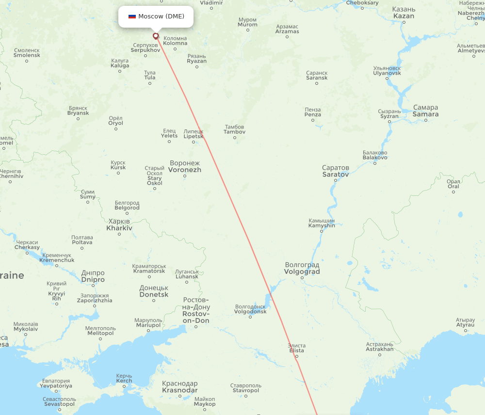 DME to GRV flights and routes map