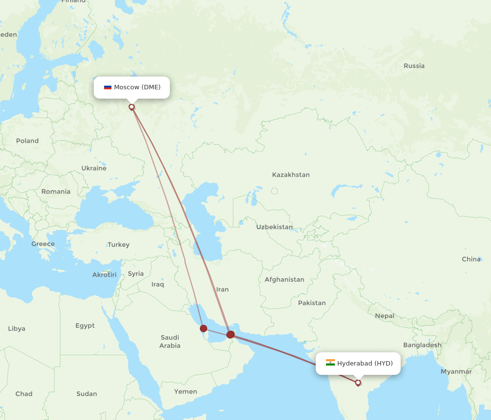DME-HYD flight routes