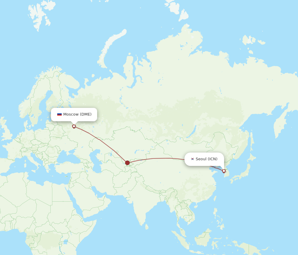 DME to ICN flights and routes map