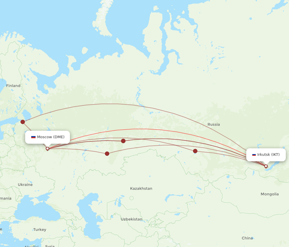DME to IKT flights and routes map