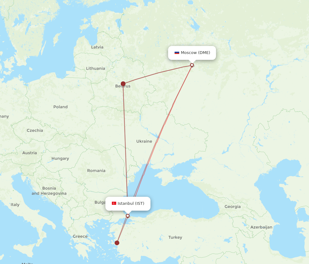 DME-IST flight routes
