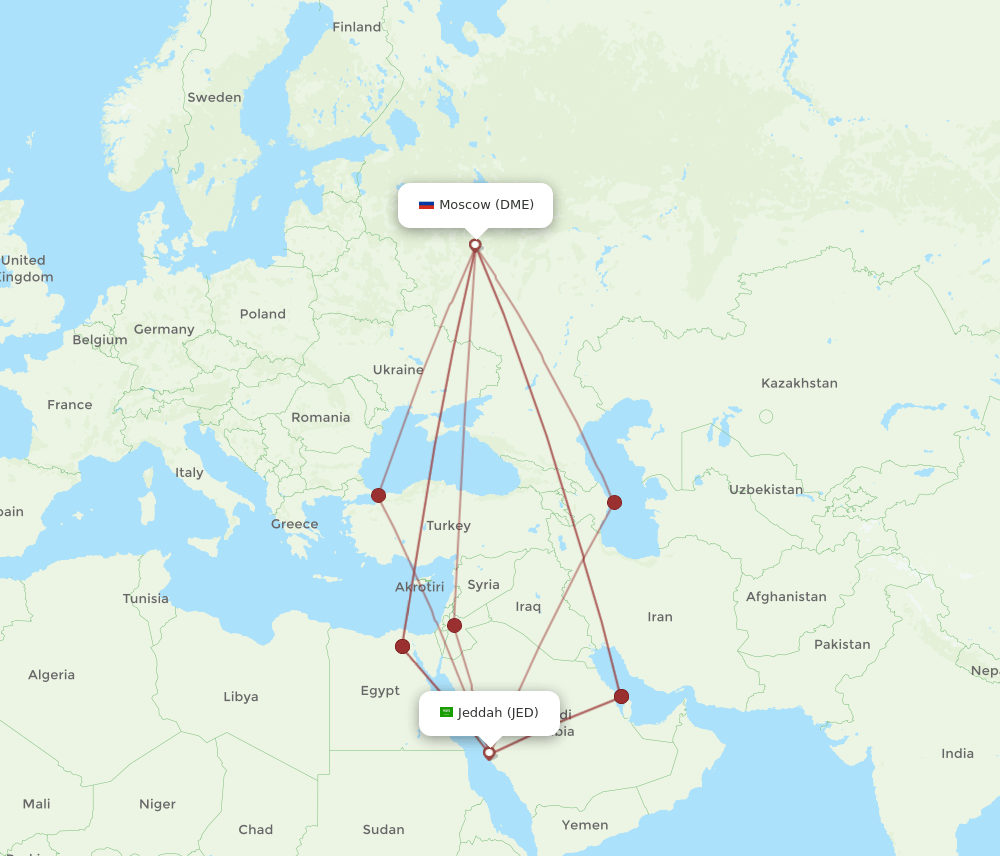 DME-JED flight routes