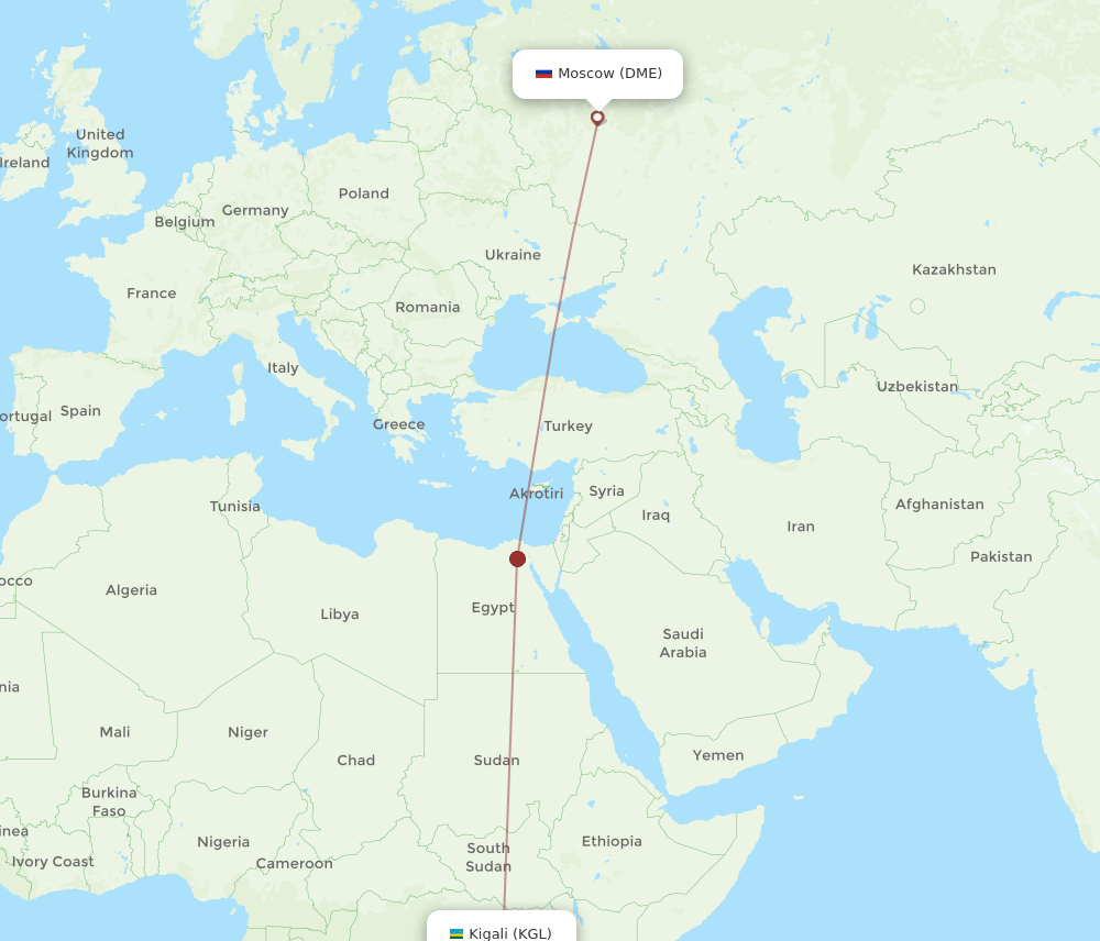 DME to KGL flights and routes map