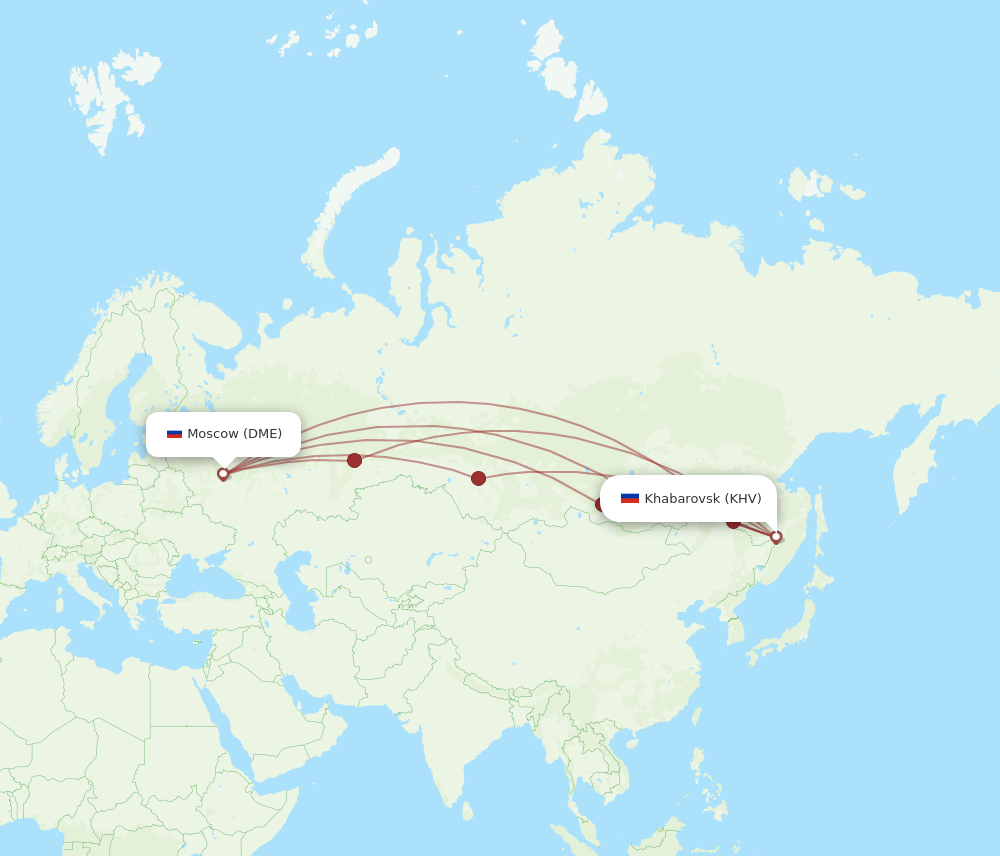 DME to KHV flights and routes map