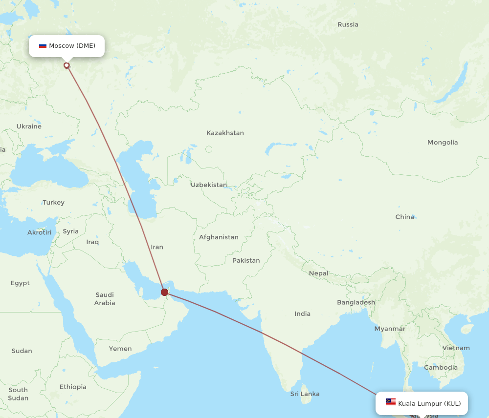 DME to KUL flights and routes map