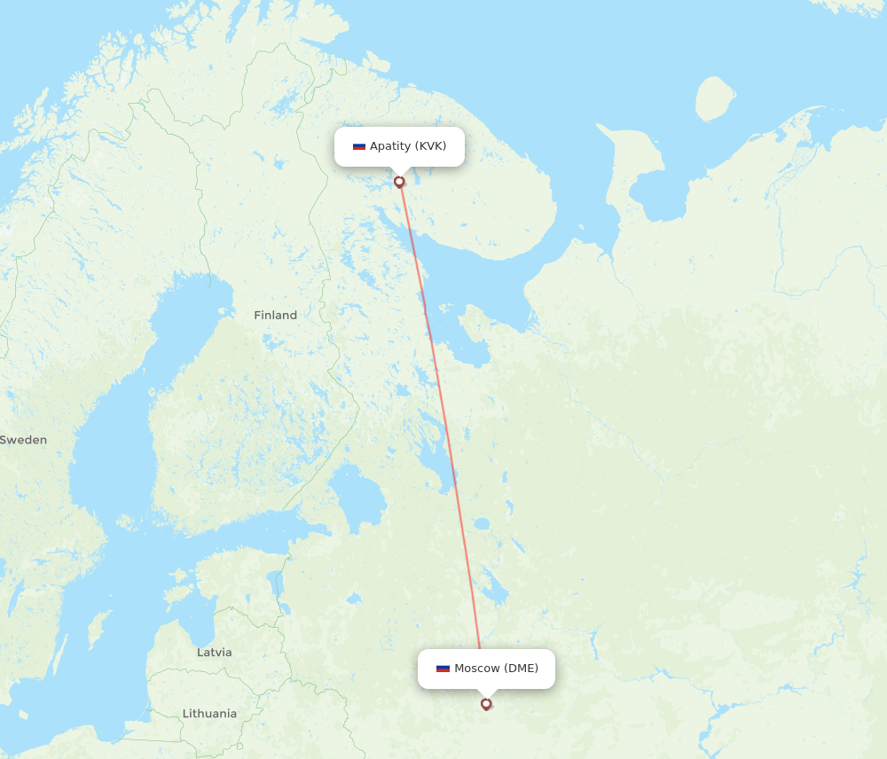 DME to KVK flights and routes map