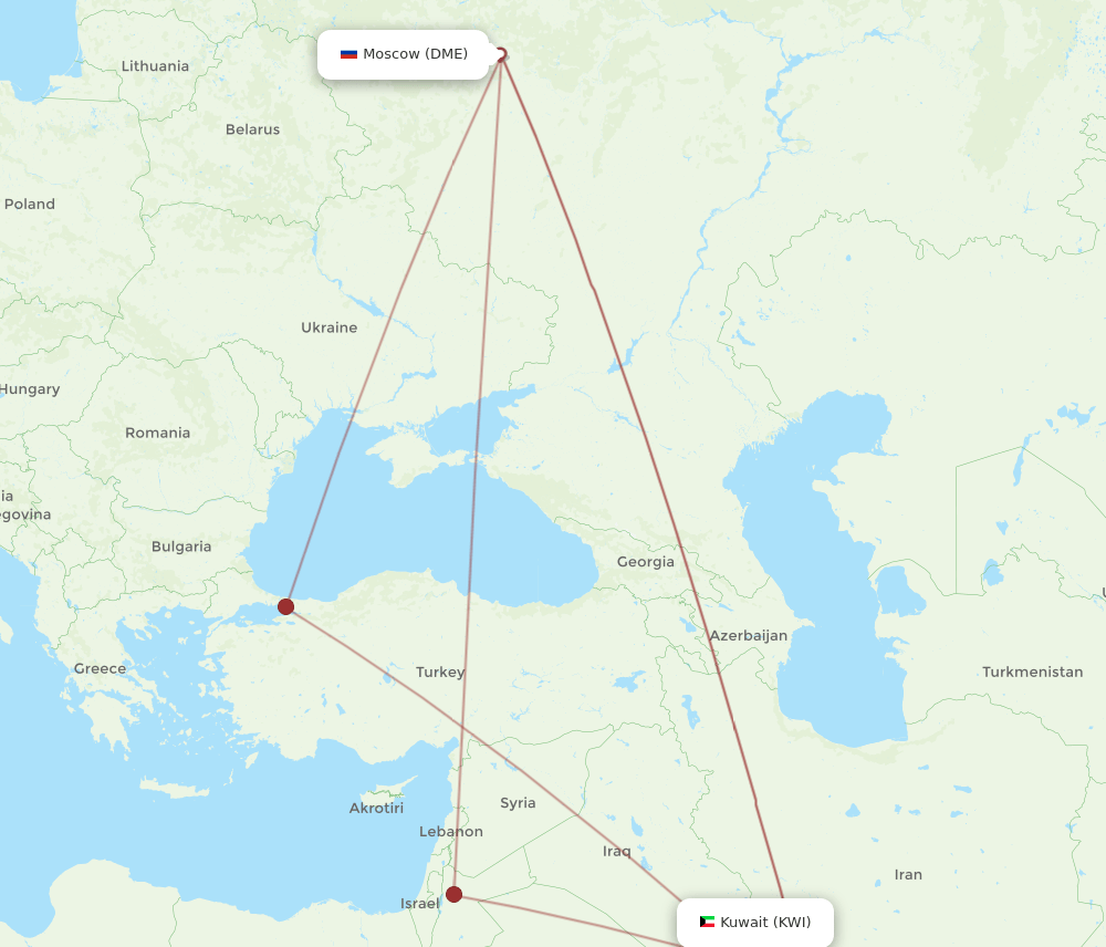 DME-KWI flight routes