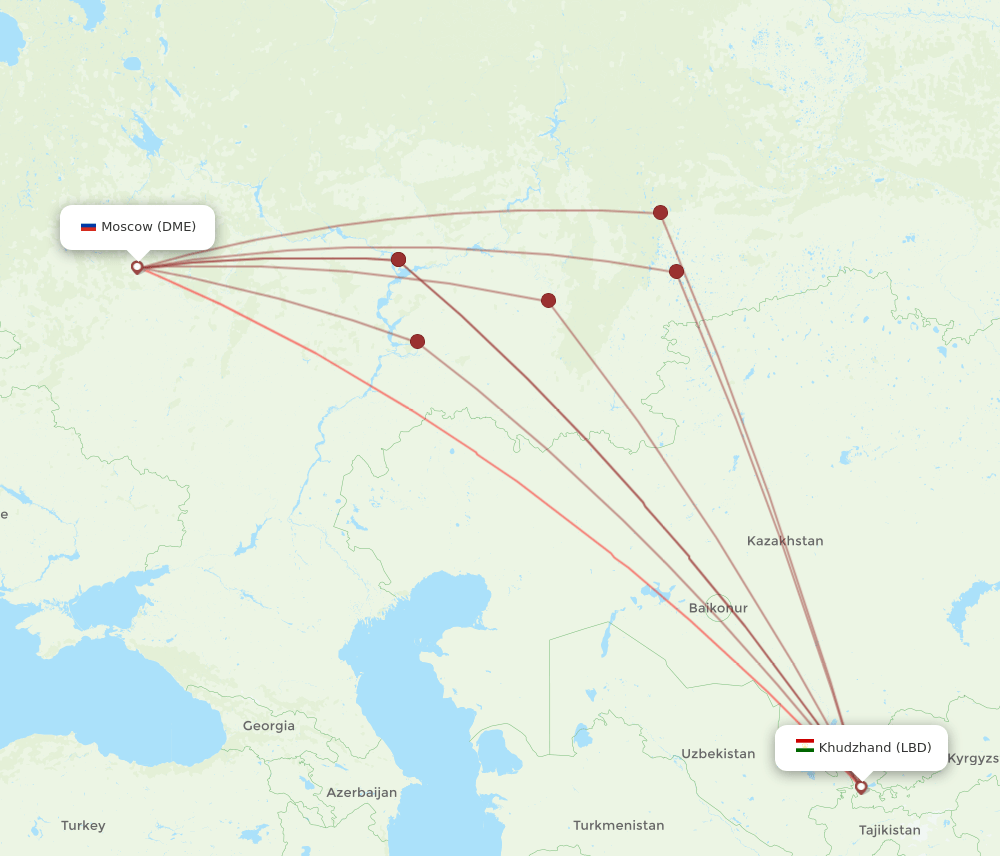 DME-LBD flight routes