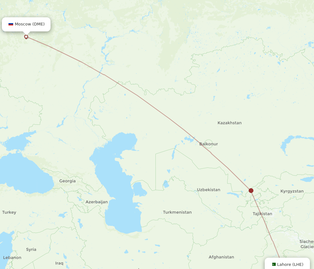 DME-LHE flight routes