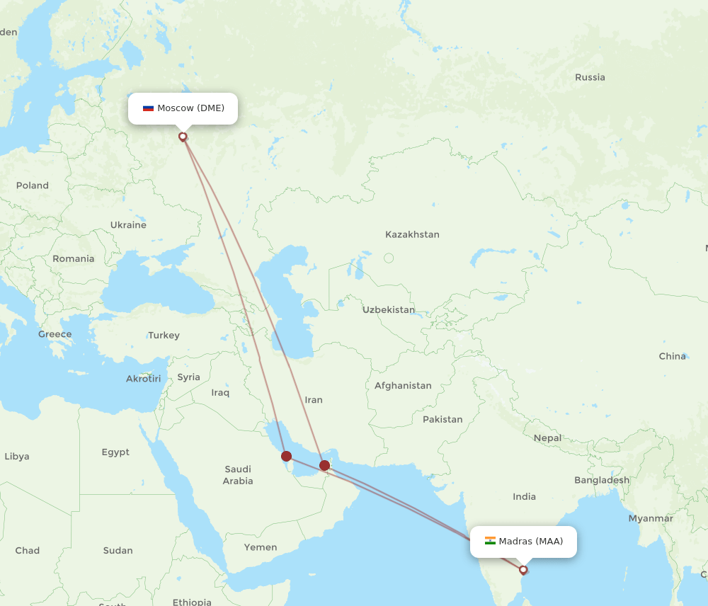 DME-MAA flight routes