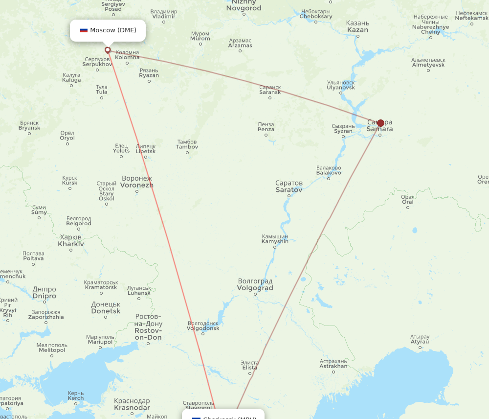 DME to MRV flights and routes map