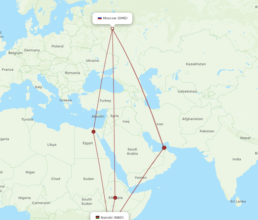 DME to NBO flights and routes map