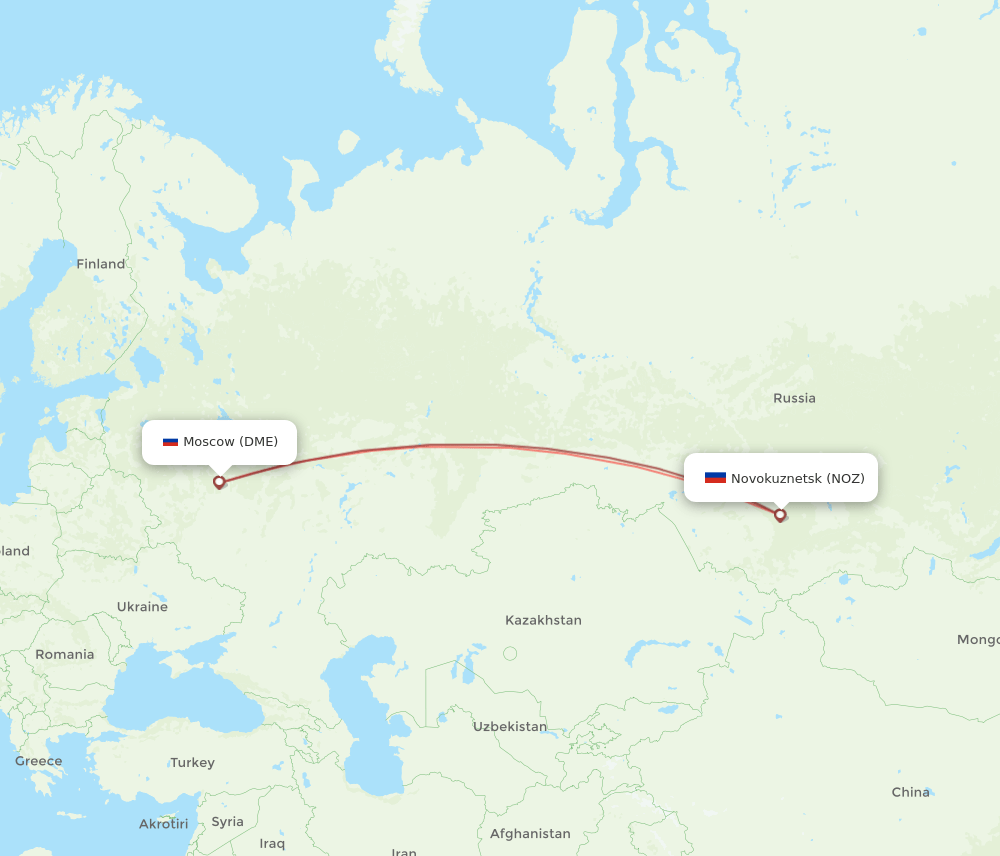 DME-NOZ flight routes