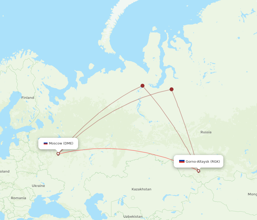 DME-RGK flight routes