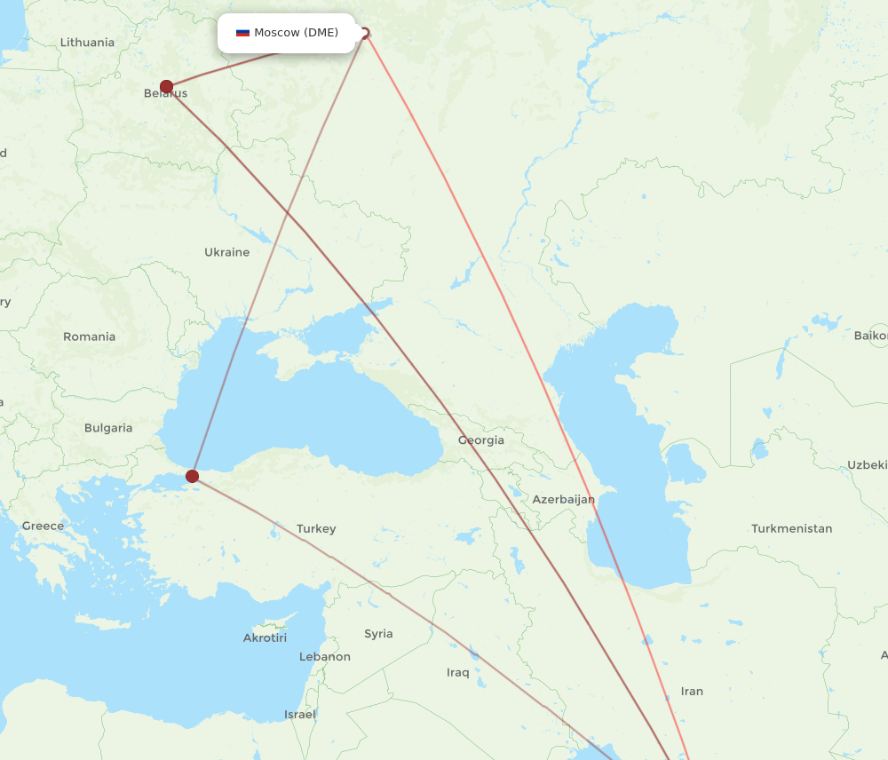 DME to SHJ flights and routes map