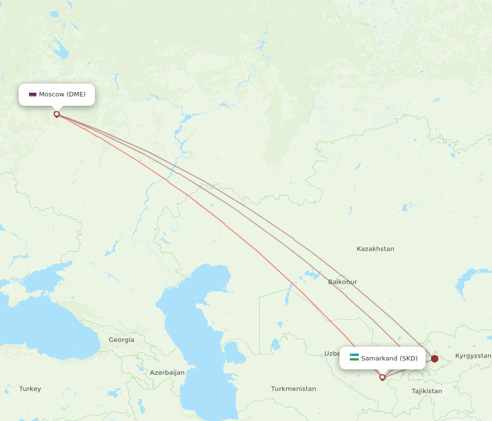 DME-SKD flight routes