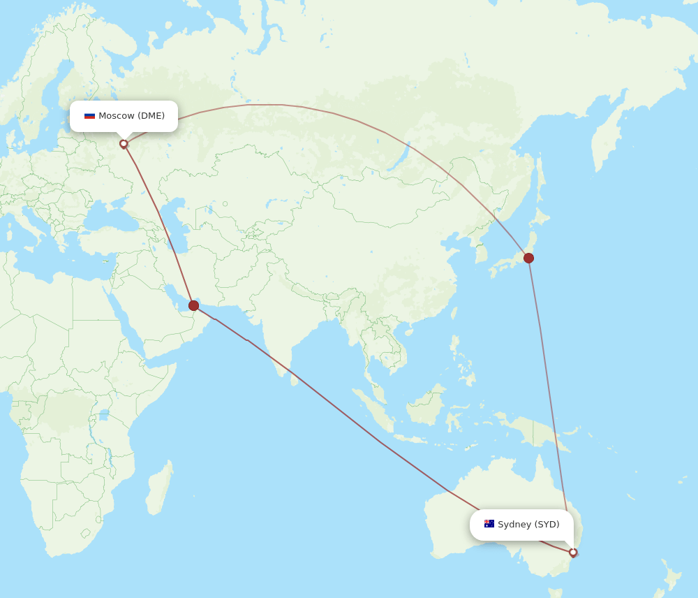 DME-SYD flight routes