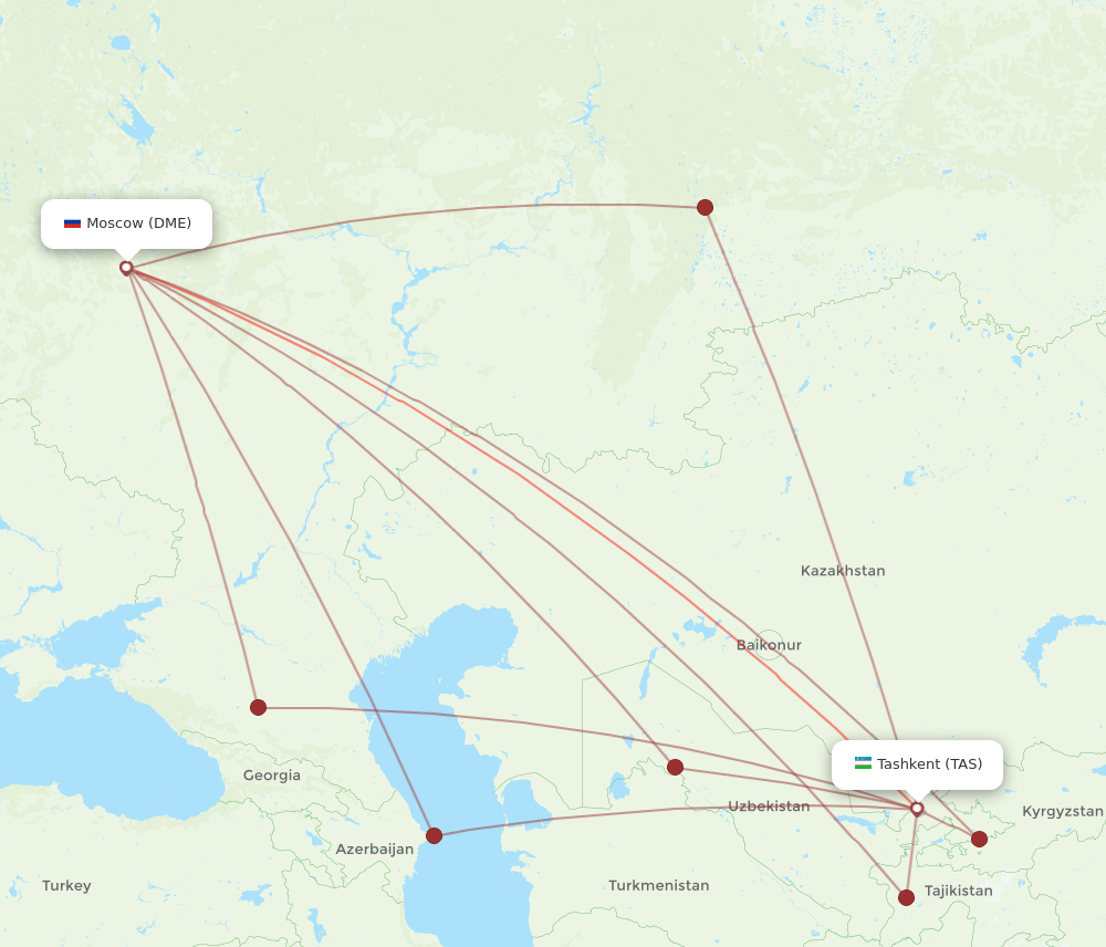 DME to TAS flights and routes map
