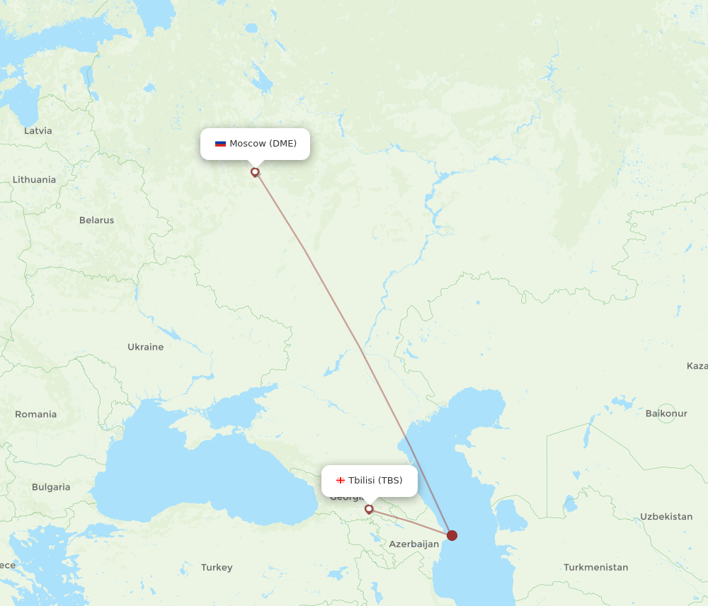 DME to TBS flights and routes map