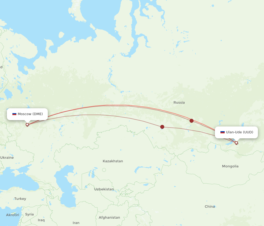 DME to UUD flights and routes map