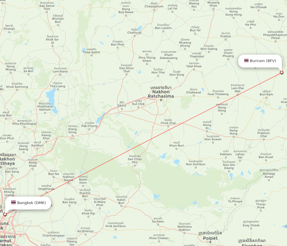 DMK to BFV flights and routes map