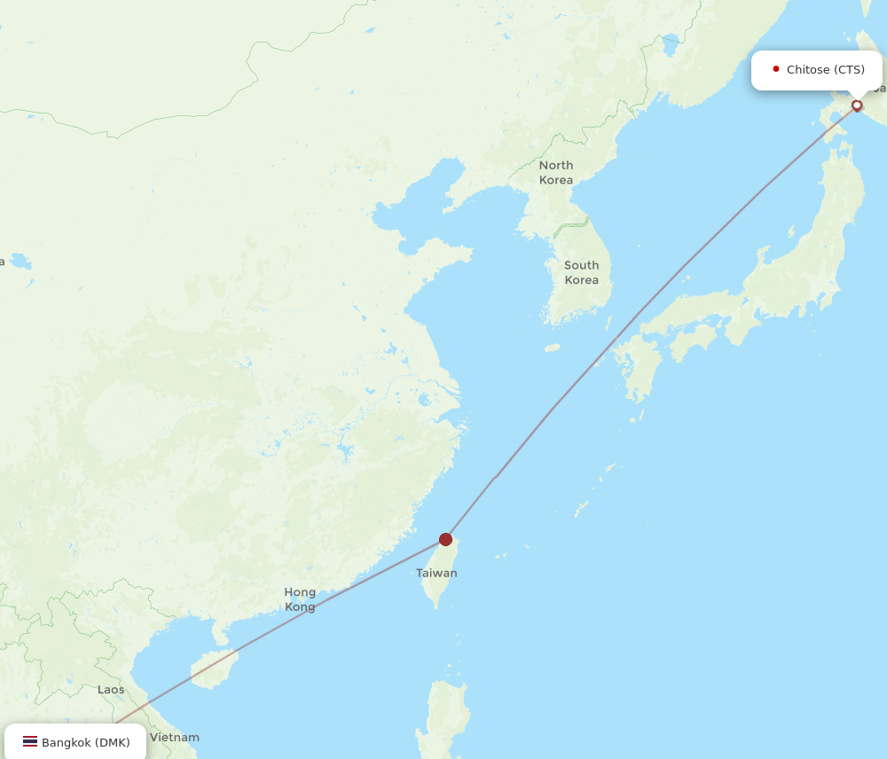 DMK to CTS flights and routes map
