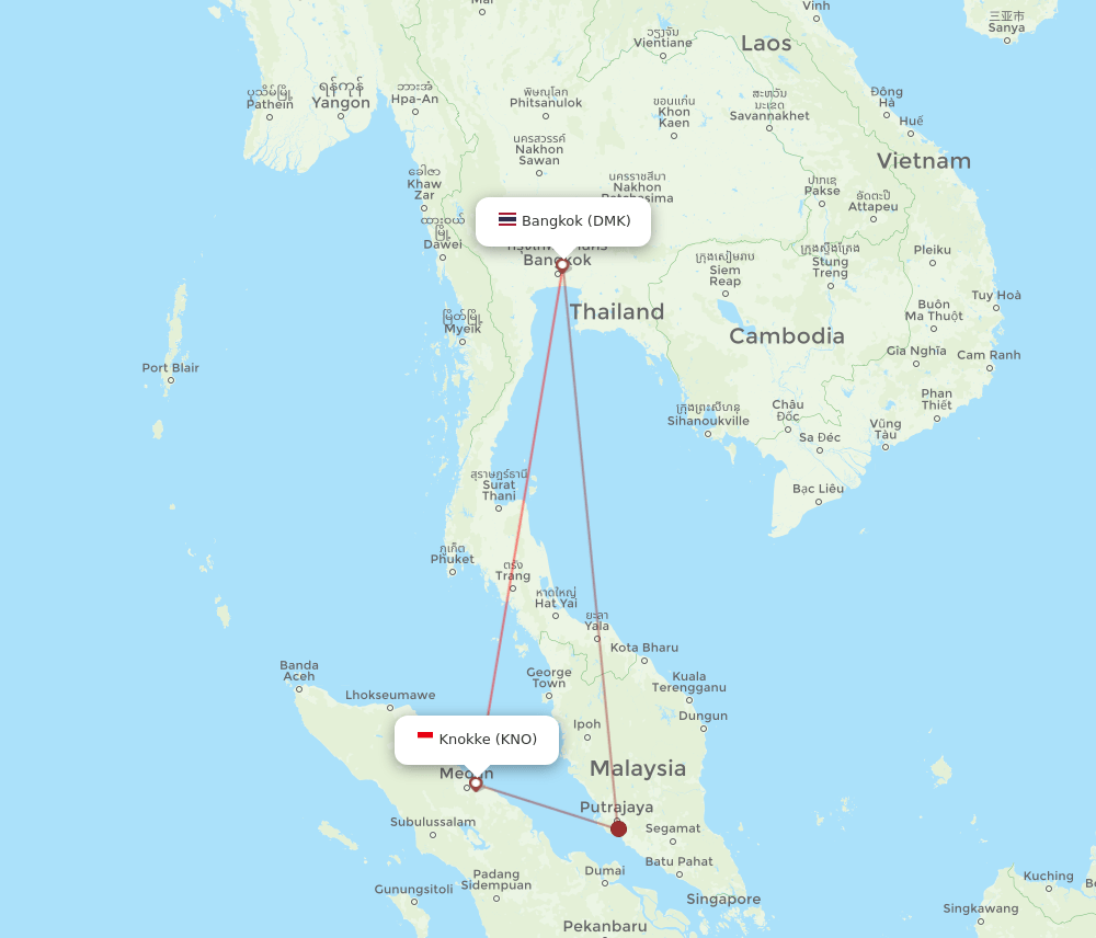 DMK to KNO flights and routes map