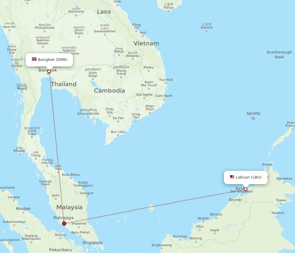 DMK to LBU flights and routes map