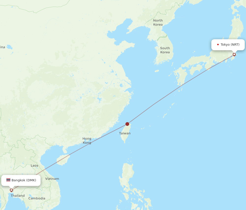 DMK to NRT flights and routes map