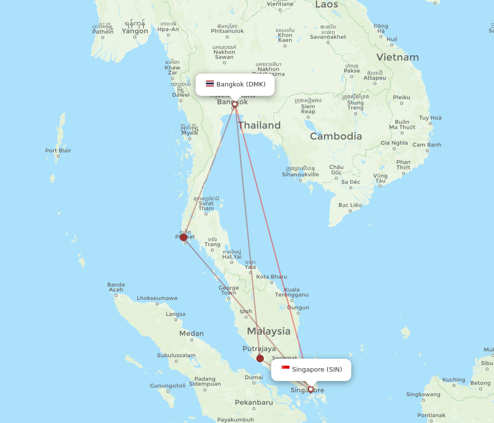 DMK to SIN flights and routes map