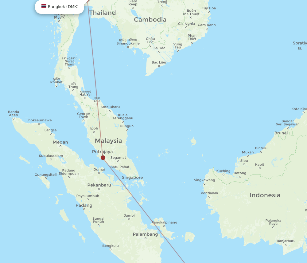 DMK to YIA flights and routes map