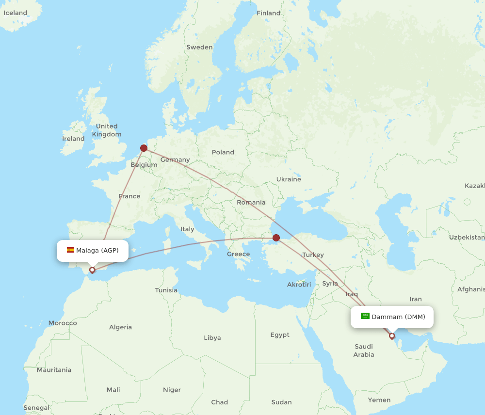 DMM-AGP flight routes