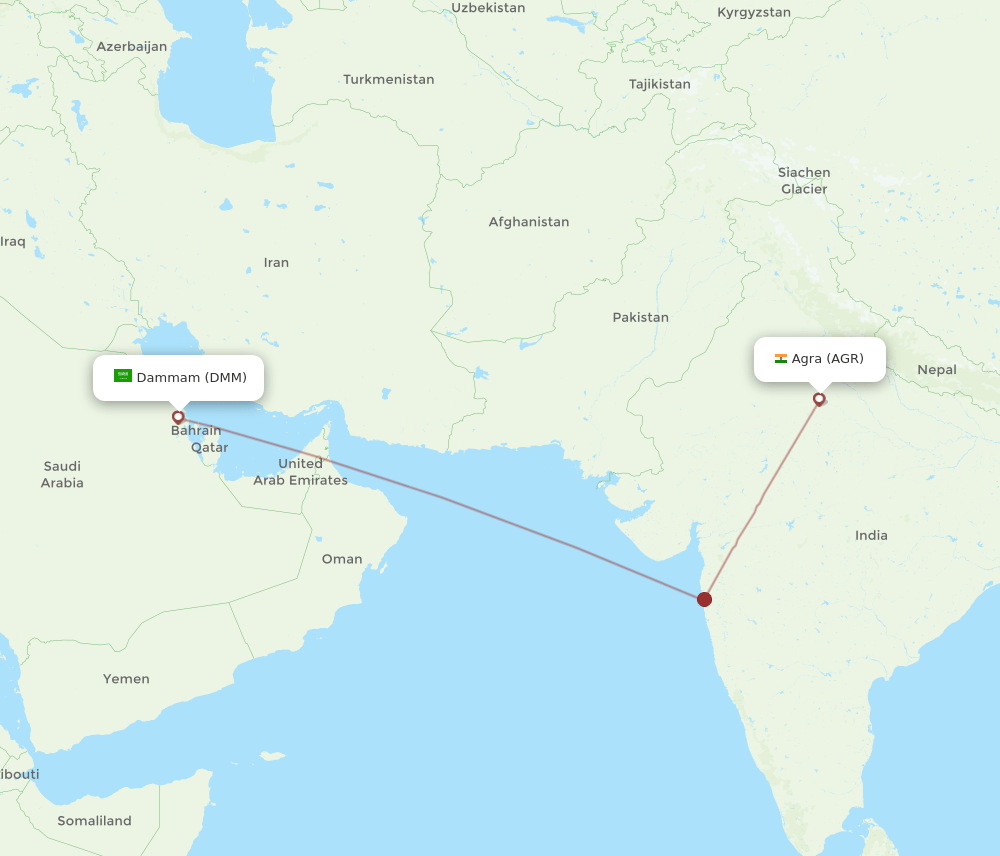 DMM-AGR flight routes