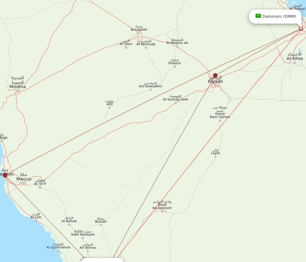 DMM to AHB flights and routes map