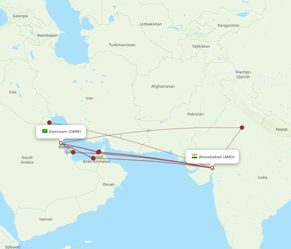DMM-AMD flight routes