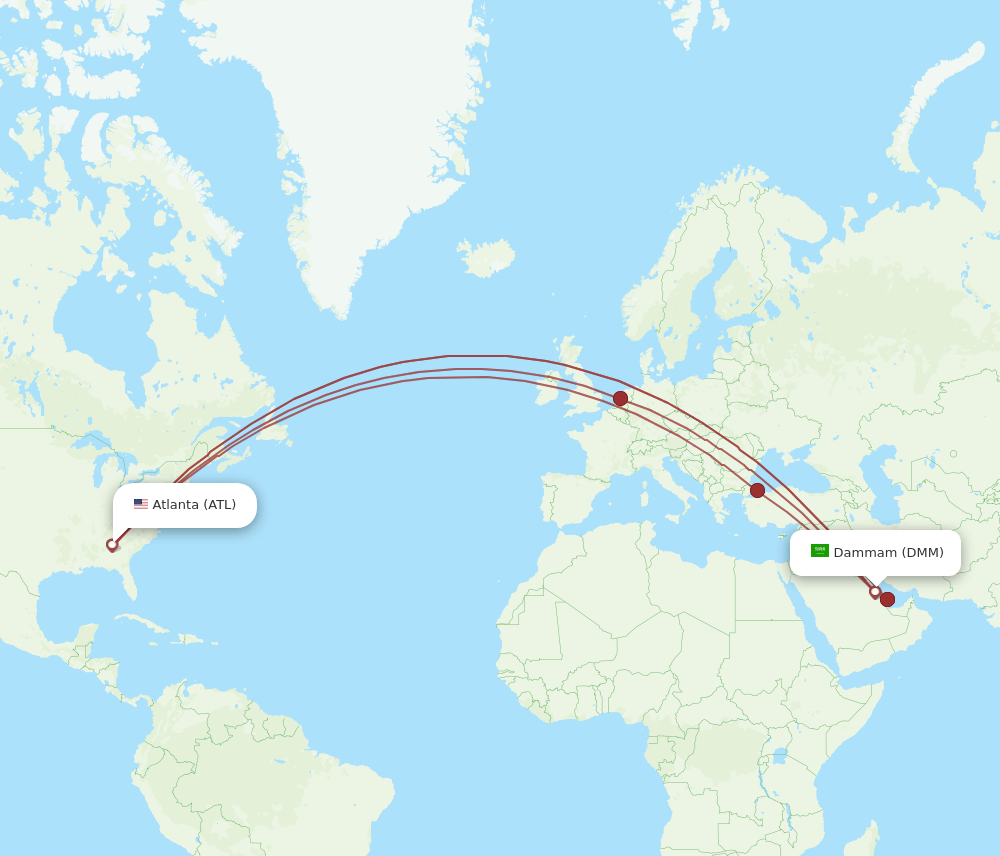 DMM-ATL flight routes