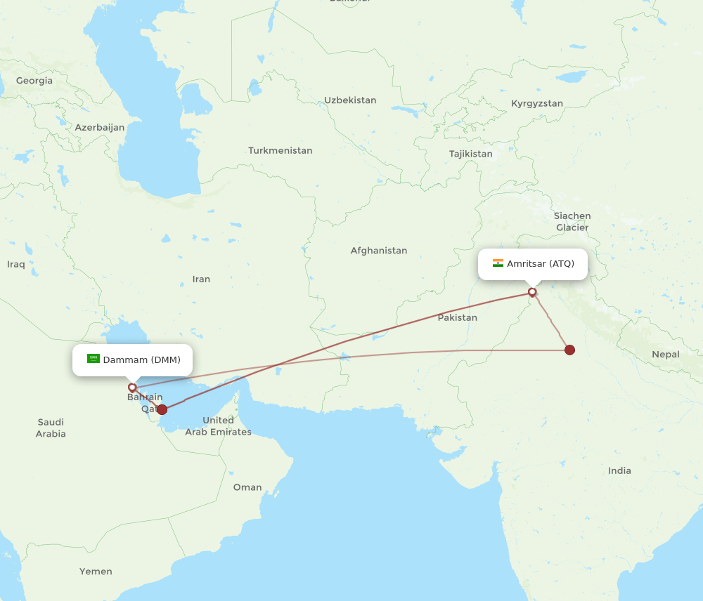 DMM-ATQ flight routes