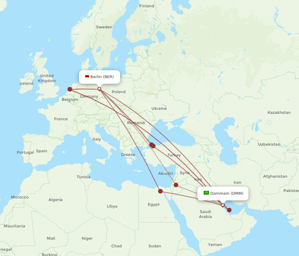 DMM to BER flights and routes map