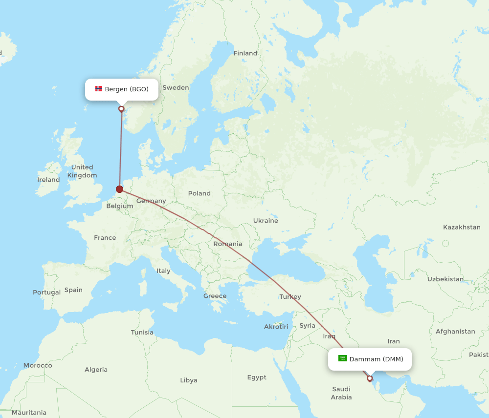 DMM-BGO flight routes