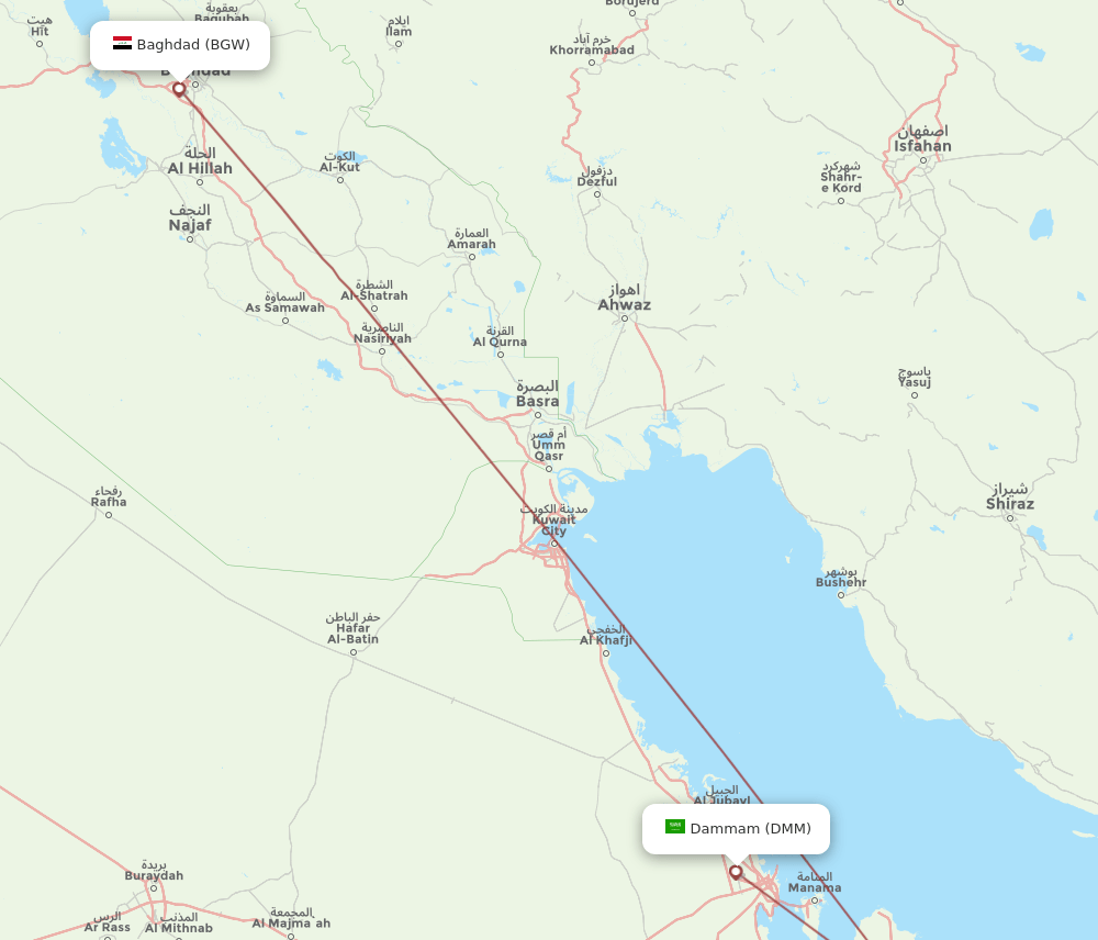 DMM-BGW flight routes