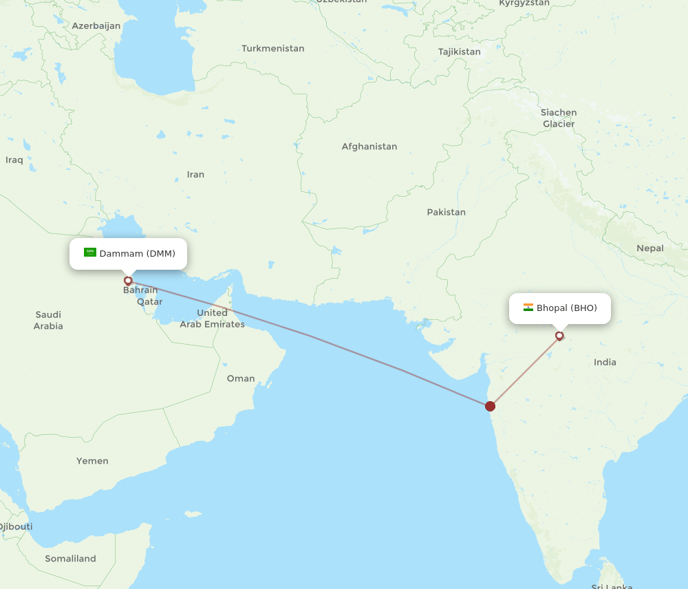 DMM-BHO flight routes