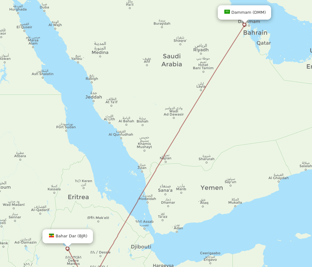 DMM-BJR flight routes