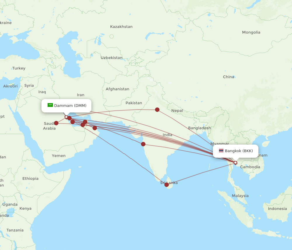 DMM-BKK flight routes